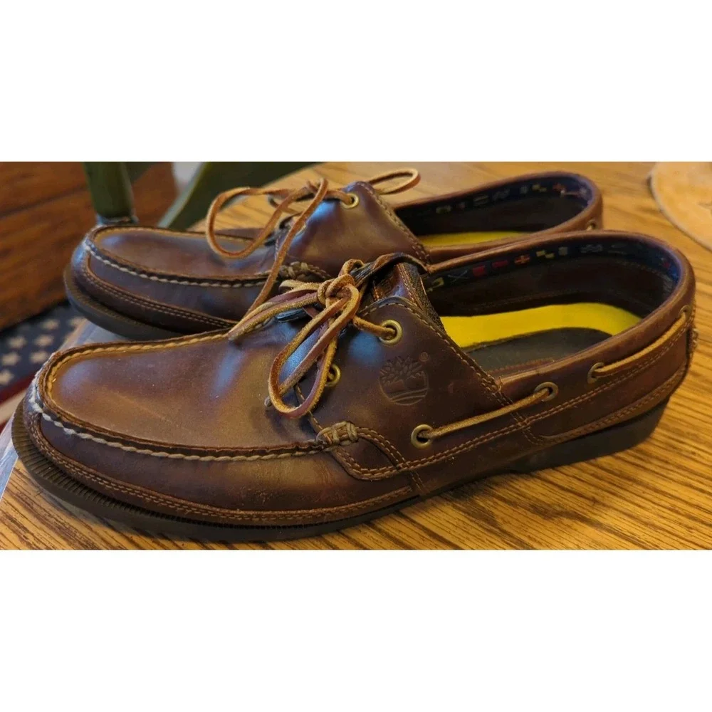 Timberland Boat‎ Shoes Mens 12M Kiawah Bay 70521 Brown Leather Lace Up Loafers